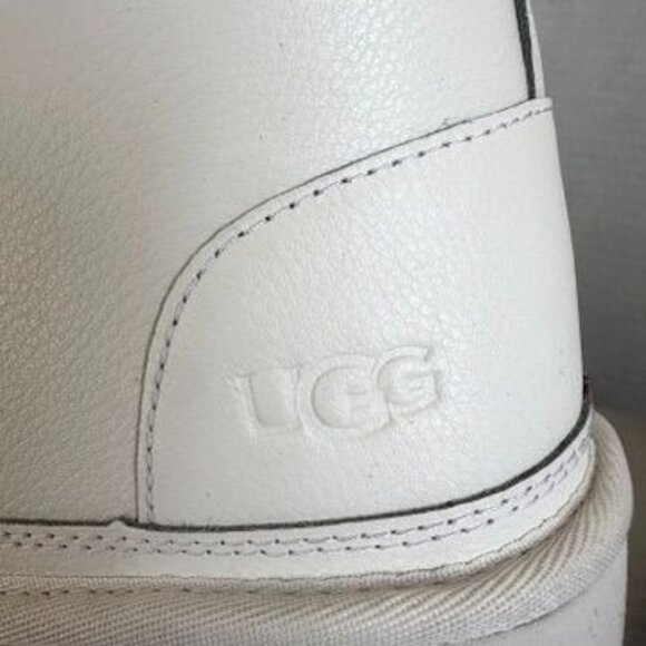 UGG Neumel Chopd White Pebble Leather Chukka Ankle Boots Shearling Lined Mens 11 - Picture 9 of 16